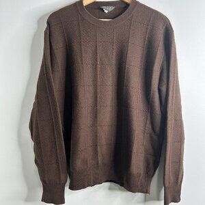 VTG Sulka Cashmere Sweater Mens Large Brown Made In Italy Crewneck Textured Knit